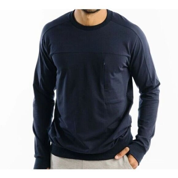 Zyia Men's Navy Vertical Zipper Crewneck Sweatshirt XL - Picture 1 of 9